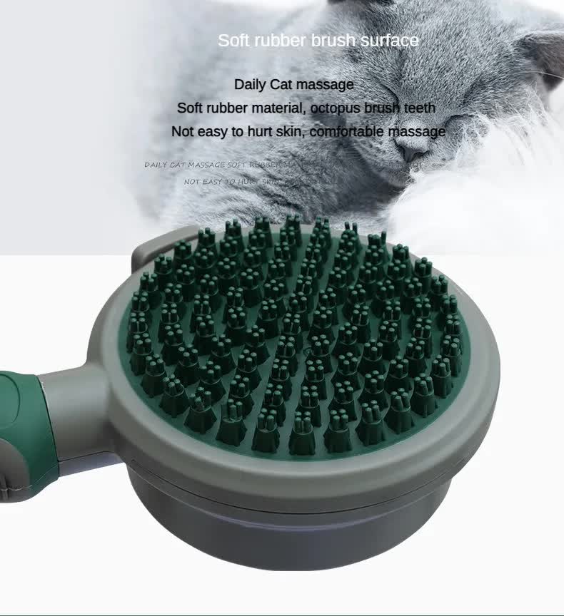 Pink And Grey Dual-Sided Pet Grooming Brush - Self-Cleaning Slicker & Gentle Massage Bath Comb for Dogs & Cats