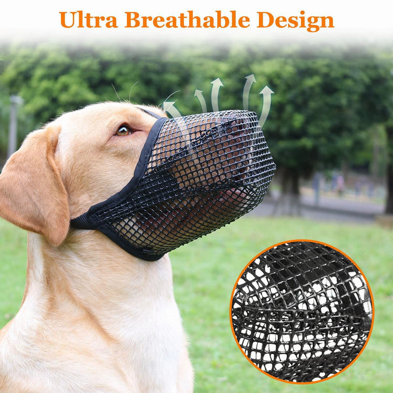 2 Pcs Size S Black Breathable Mesh Dog Muzzle - Anti-Barking, Biting & Chewing - Adjustable & Comfortable Nylon Muzzle for Dogs
