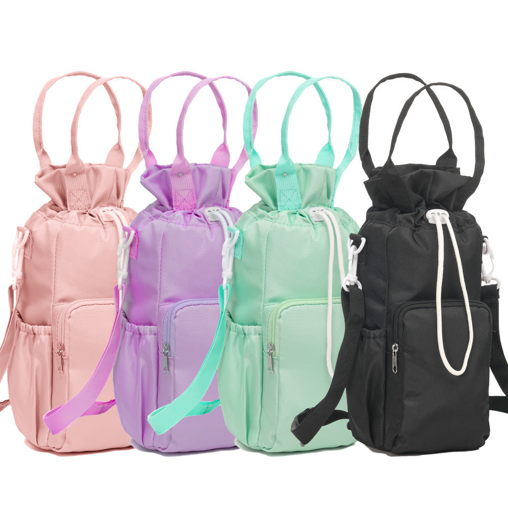 Green Insulated Tumbler Carrier Bag - Crossbody Water Bottle Holder with Pockets & Adjustable Strap for Large Cups (Note: cup not included)