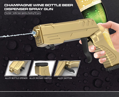 Gold Champagne & Beer Spray Gun - Ultimate Party Starter & Drink Dispenser with Bottle Opener