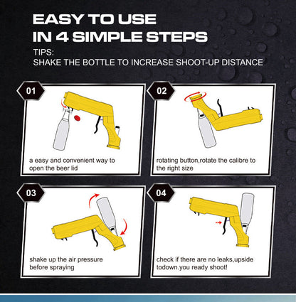 Black Champagne & Beer Spray Gun - Ultimate Party Starter & Drink Dispenser with Bottle Opener