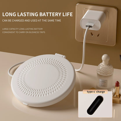 White LED Travel Makeup Mirror - Rechargeable Compact Mirror with 3 Color Lights, 1x/5x Magnification & Smart Auto On/Off