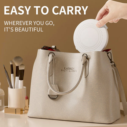 White LED Travel Makeup Mirror - Rechargeable Compact Mirror with 3 Color Lights, 1x/5x Magnification & Smart Auto On/Off