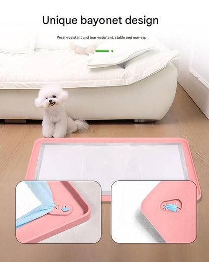 Black Reusable Silicone Pet Pee Pad Holder - Non-Slip Training Tray with Spill-Proof Edges for Dogs & Puppies(62cm x 42cm)