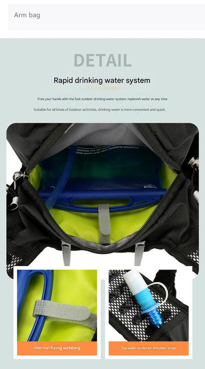 Black Lightweight 16L Outdoor Cycling & Hiking Backpack - Water-Repellent Nylon Daypack with Reflective Strips