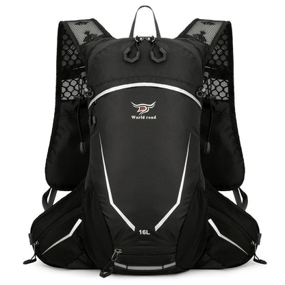 Black Lightweight 16L Outdoor Cycling & Hiking Backpack - Water-Repellent Nylon Daypack with Reflective Strips