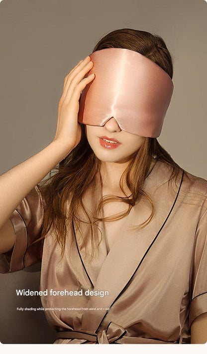 Black Luxury 19 Momme Mulberry Silk Sleep Mask - Total Blackout Comfort, Wide Design & Adjustable Strap