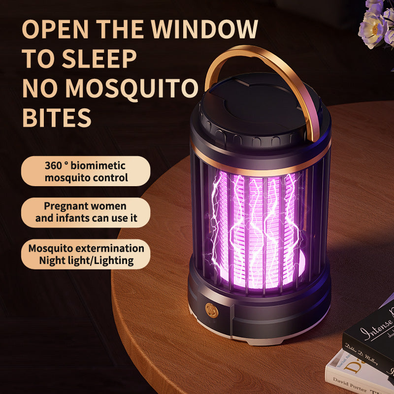White Portable 3-in-1 Electric Mosquito Zapper Lamp - UV Bug Killer, Warm Night Light & Bright Lantern, USB Plug-in use