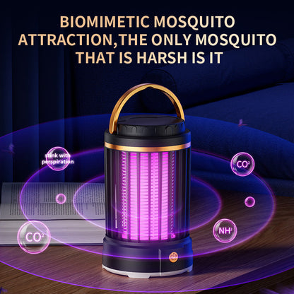 White Portable 3-in-1 Electric Mosquito Zapper Lamp - UV Bug Killer, Warm Night Light & Bright Lantern, USB Plug-in use