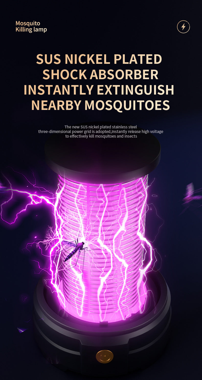 White Portable 3-in-1 Electric Mosquito Zapper Lamp - UV Bug Killer, Warm Night Light & Bright Lantern, USB Plug-in use