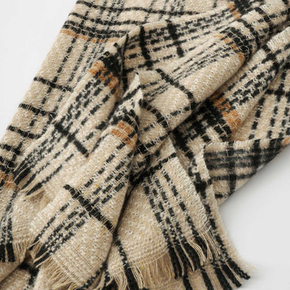 Red Chic Plaid Winter Scarf - Large Soft Polyester Shawl Wrap with Tassels, Korean Inspired Fashion