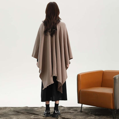 Dark Green Elegant Soft Knit Poncho Cape - Warm Autumn Winter Shawl Wrap with Side Tie, Thick & Luxurious Feel