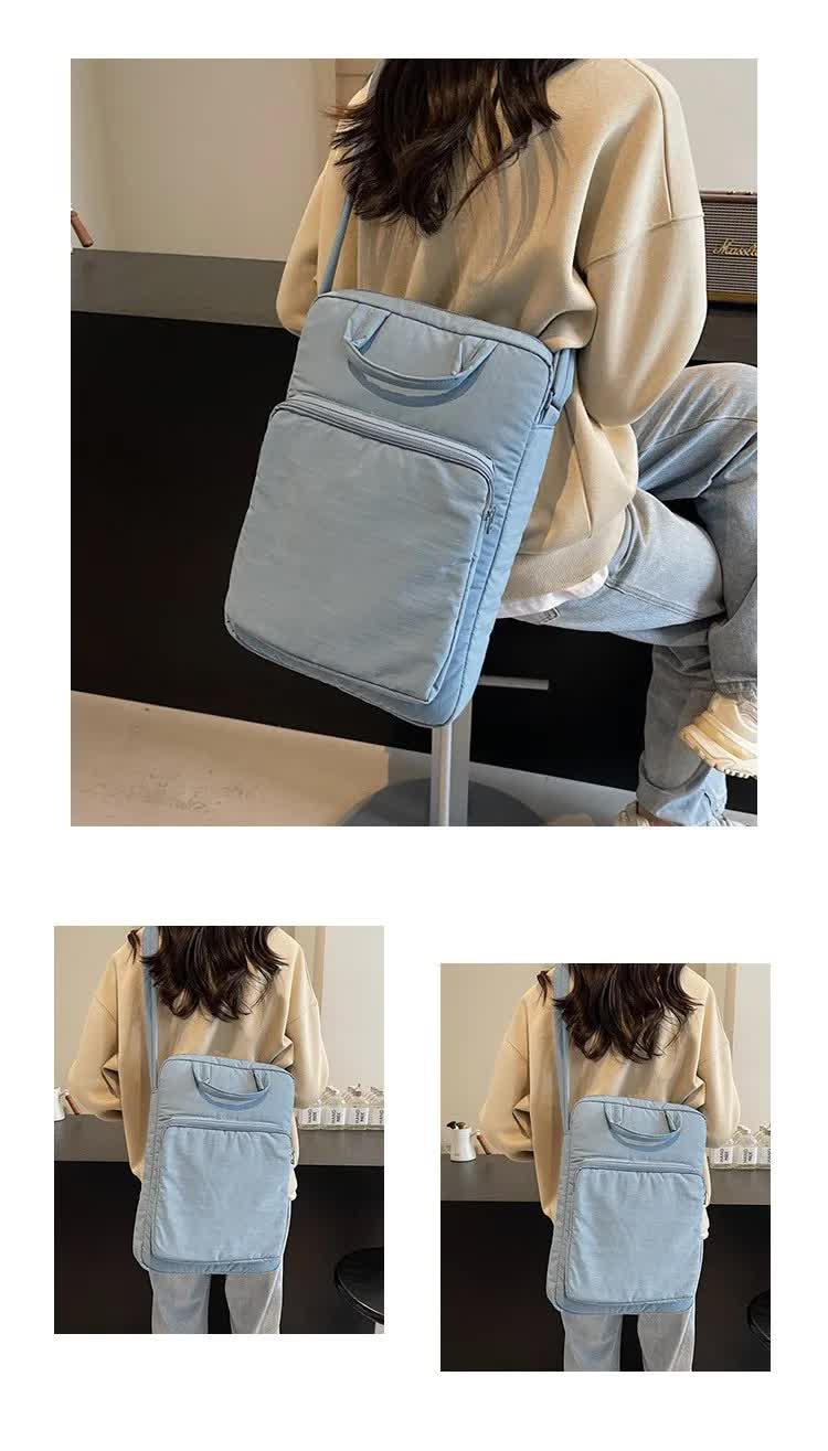 Pink Lightweight Nylon Vertical Crossbody Tote Bag - Casual Shoulder Bag with Adjustable Strap & Pockets