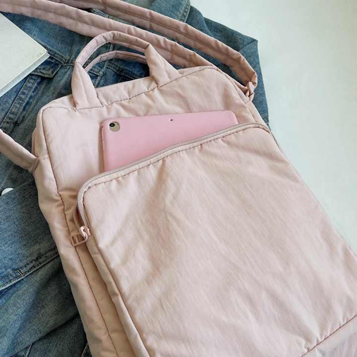 Blue Lightweight Nylon Vertical Crossbody Tote Bag - Casual Shoulder Bag with Adjustable Strap & Pockets