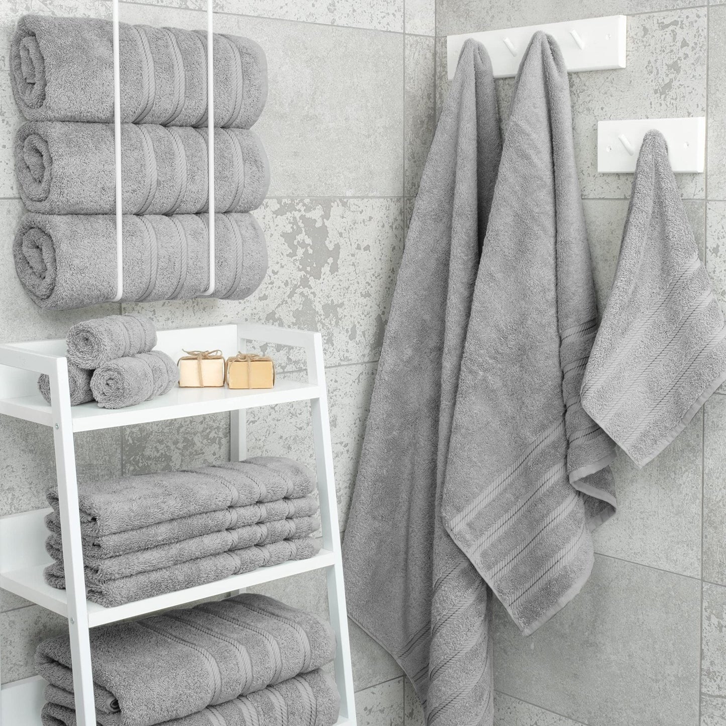 Orange Luxury 6-Piece Combed Cotton Towel Bale Set - Ultra Soft & Absorbent Bath, Hand, Face Towels