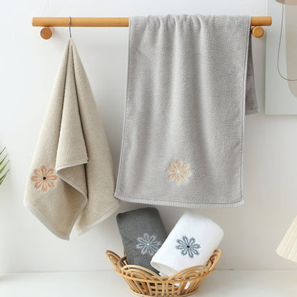 Dark Grey 4-Pack Elegant Blue Floral Embroidered Cotton Hand Towels - Ultra Soft & Absorbent