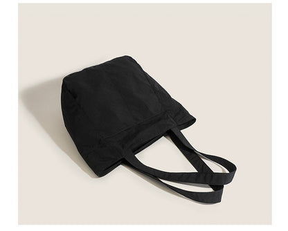 Black Chic Lightweight Canvas Blend Tote Bag - Stylish Large Capacity Shoulder Bag for Women, Perfect for Commute & Daily Use