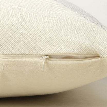 Khaki and Gray Modern Geometric Faux Leather & Cotton-Linen Cushion Covers - Set of 2, 45x45cm Decorative Pillowcases for Sofa & Car