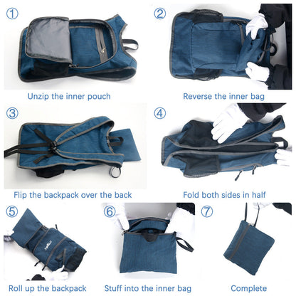 Grey Ultra Lightweight Packable Backpack - Foldable Daypack for Hiking & Travel