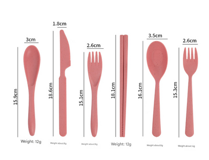 Dark Grey Durable Eco-Friendly Wheat Straw Dinnerware Set - 24 Pieces with Plates, Bowls, Cups & Cutlery