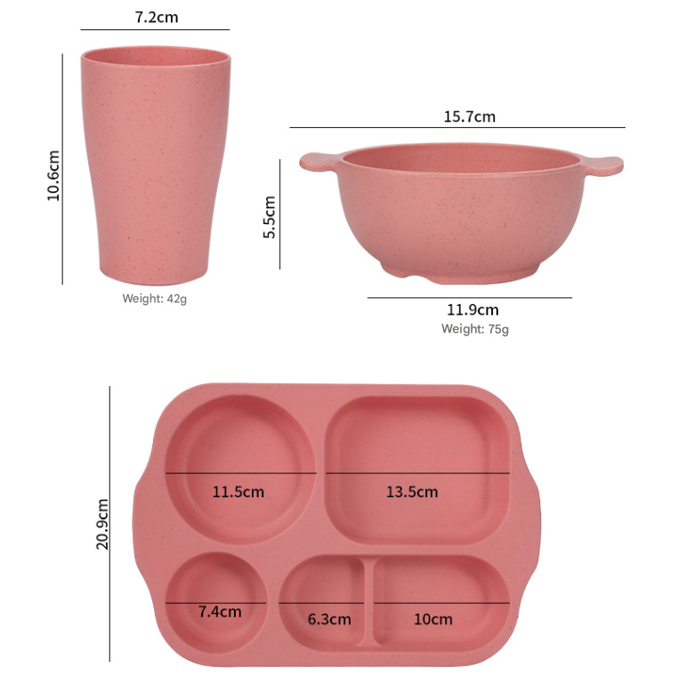 Beige Durable Eco-Friendly Wheat Straw Dinnerware Set - 24 Pieces with Plates, Bowls, Cups & Cutlery