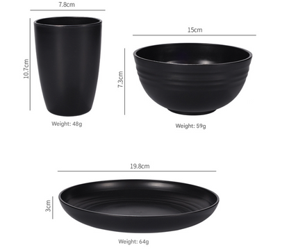 Stylish White Wheat Straw Dinnerware Set - 24 Pieces Including Plates, Bowls & Cups