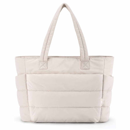 Beige Large Capacity Nylon Tote Bag for Women - Fashionable Travel Shoulder & Crossbody Handbag