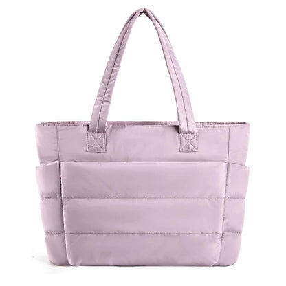 Light Purple Large Capacity Nylon Tote Bag for Women - Fashionable Travel Shoulder & Crossbody Handbag