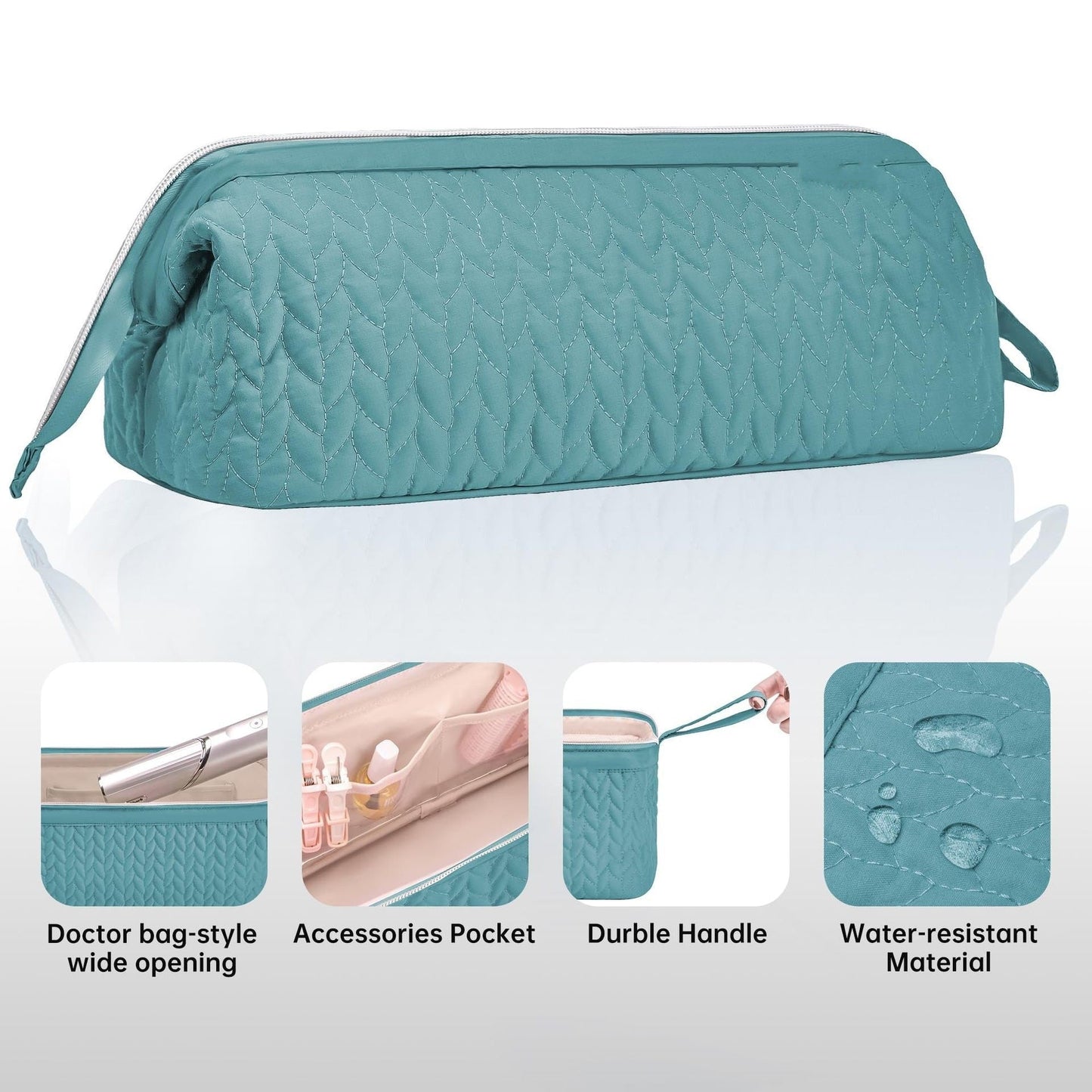 Black Hair Styler Travel Case - Protective Storage Organizer Bag for Dryer, Curling Iron & Accessories