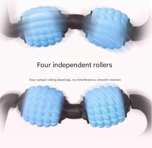 Blue Set of 2 Foam Roller Ring Leg Massagers with 2 Resistance Bands - Muscle Relief Kit