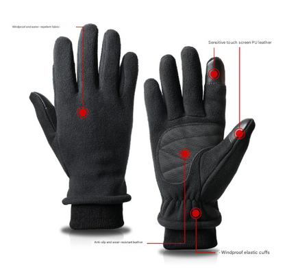 S Grey Warm Windproof Touchscreen Gloves - Anti-Slip Grip for Winter Cycling & Outdoor Sports