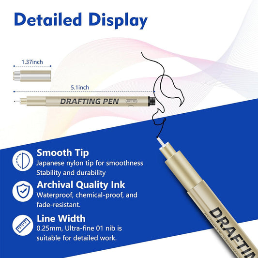 0.25mm 24-Piece Precision Drawing Pen Set - Waterproof Anime Sketching Pens for Students, Assorted Tips