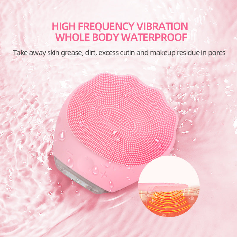 Green Electric Silicone Facial Cleanser - All-Around Vibration Massage Face Cleaning Device