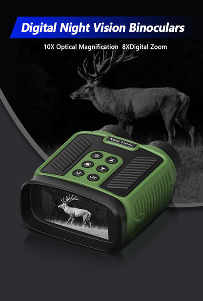 Black 4K Ultra HD Digital Night Vision Binoculars - Infrared Scope for Hunting & Outdoor Observation
