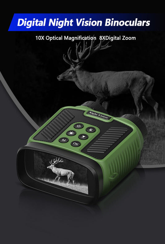 Black 4K Ultra HD Digital Night Vision Binoculars - Infrared Scope for Hunting & Outdoor Observation