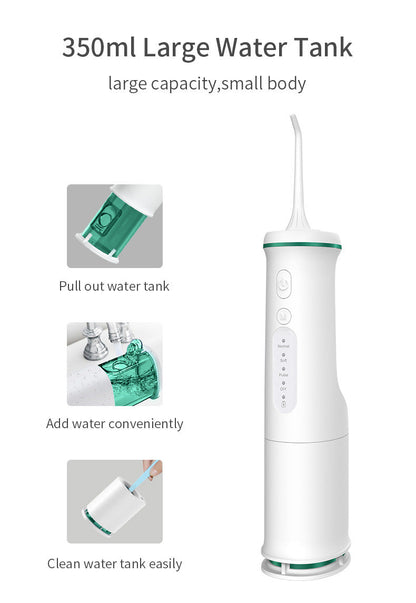 White Home Electric Oral Irrigator - Portable Water Flosser for Teeth Cleaning