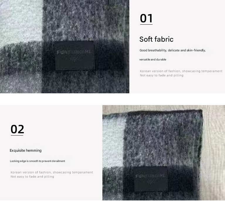 Green Classic Plaid Faux Cashmere Winter Scarf - Warm and Stylish 50 x 180 cm Design
