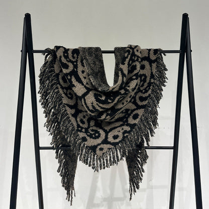 Brown Luxurious Fringe Wool and Lambswool Scarf for Women - Thick Warm 60 x 170 cm Shawl