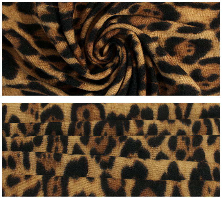 2-Piece Grey Leopard Elegant Faux Cashmere Shawl - Warm and Versatile 200 cm Long European-Style Scarf