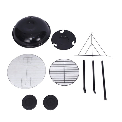 Outdoor Folding Apple-Shaped Stainless Steel Charcoal Barbecue Grill - 41cm Grill Net