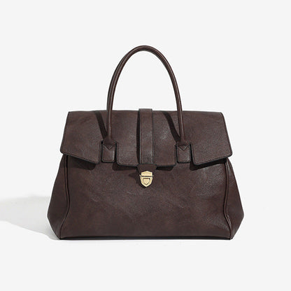 Coffee Brown Spacious Women's PU Leather Tote Bag with Laptop Compartment