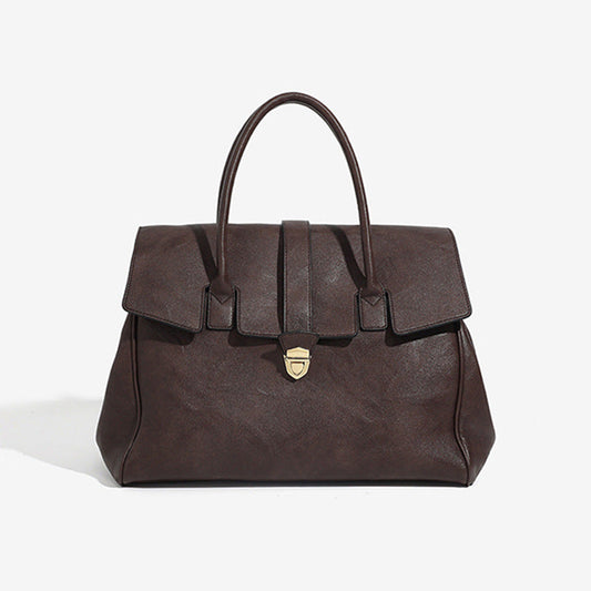 Coffee Brown Spacious Women's PU Leather Tote Bag with Laptop Compartment
