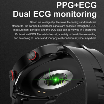 Silver Silicone Business Smartwatch with ECG and PPG Monitoring