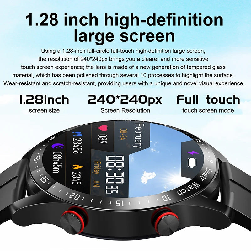 Silver Silicone Business Smartwatch with ECG and PPG Monitoring