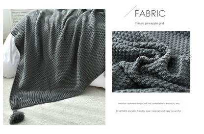 110cm x 150cm Grey Knitted Sofa Blanket for Autumn and Winter Naps