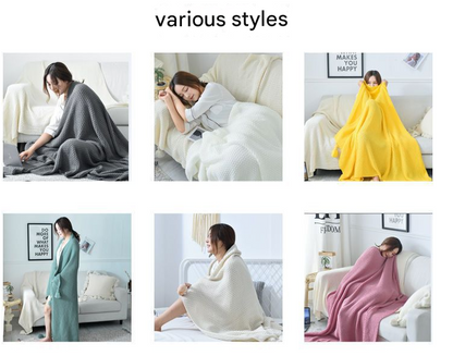 110cm x 150cm Green Knitted Sofa Blanket for Autumn and Winter Naps