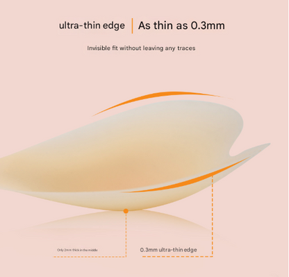 Size S [A cup] Two Pairs Brown Skin Colour Heart-Shaped Silicone Breast Sticker - Thin Invisible Push-Up for Small Chest Enhancement