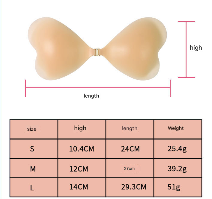 Size S [A cup] Two Pairs Brown Skin Colour Heart-Shaped Silicone Breast Sticker - Thin Invisible Push-Up for Small Chest Enhancement
