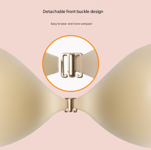 Size L [C/D cup] Two Pairs Brown Skin Colour Heart-Shaped Silicone Breast Sticker - Thin Invisible Push-Up for Small Chest Enhancement