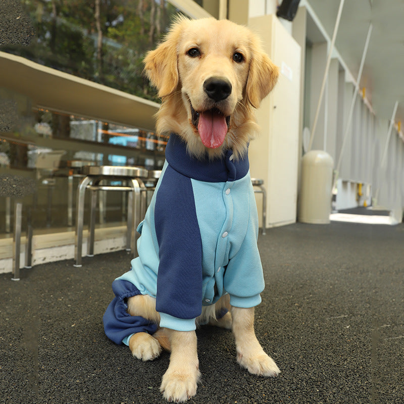 5XL Recommended 40-50 Pounds Blue Autumn-Winter Dog Hoodie for Medium to Large Breeds - Golden Retriever & Labrador